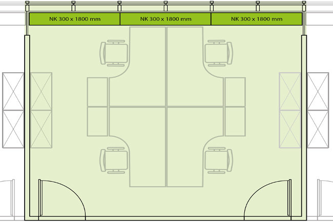 Grundriss Büro mit drei Katherm NK