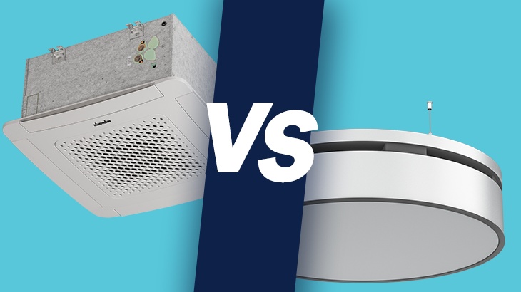 Cassetta a soffitto e apparecchio a soffitto a confronto
